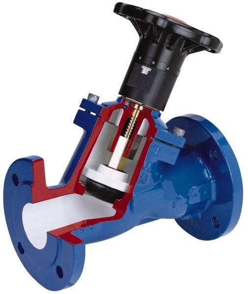 NIBCO - 6" Pipe, Flanged End Connections, Y Pattern Calibrated Balance Valve - 480mm Long, 385mm High, 175 Max psi, Iron Body - Eagle Tool & Supply