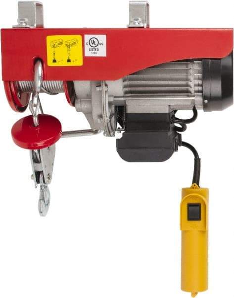 Value Collection - 440/880 Lb Capacity, 33/16 FPM Lift Speed, 110 Volt, Mini Electric Hoist - 38' Max Lift - Eagle Tool & Supply