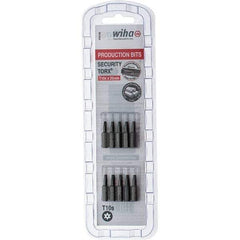 Wiha - 1/4" Drive T10 Tamperproof Torx Screwdriver Bit - 1" OAL, Tamper Resistant Bit - Eagle Tool & Supply