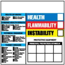 NMC - "Health - Flammability - Instability", 6" Long x 6" Wide, Pressure-Sensitive Vinyl Safety Sign - Square, 0.004" Thick, Use for Hazardous Materials - Eagle Tool & Supply