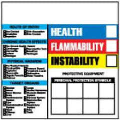 NMC - "Health - Flammability - Instability", 6" Long x 6" Wide, Pressure-Sensitive Vinyl Safety Sign - Square, 0.004" Thick, Use for Hazardous Materials - Eagle Tool & Supply