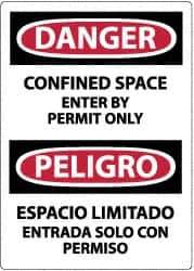NMC - "Danger - Confined Space - Enter by Permit Only", 14" Long x 10" Wide, Rigid Plastic Safety Sign - Rectangle, 0.05" Thick, Use for Accident Prevention - Eagle Tool & Supply