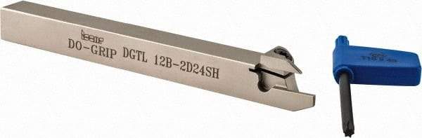 Iscar - External Thread, 0.4724" Max Depth of Cut, 1.9mm Min Groove Width, 120mm OAL, Left Hand Indexable Grooving Cutoff Toolholder - 12mm Shank Height x 12mm Shank Width, DG.. Insert Style, DGT Toolholder Style, Series Do-Grip - Eagle Tool & Supply