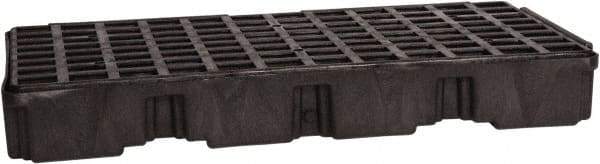 Eagle - 30 Gal Sump, 5,000 Lb Capacity, 2 Drum, Polyethylene Platform - 51-1/2" Long x 26-1/4" Wide x 6-1/2" High, Black, Low Profile, Vertical, Inline Drum Configuration - Eagle Tool & Supply