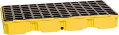 Eagle - 30 Gal Sump, 5,000 Lb Capacity, 2 Drum, Polyethylene Spill Deck or Pallet - 51-1/2" Long x 26-1/4" Wide x 6-1/2" High, Yellow, Drain Included, Low Profile, Vertical, Inline Drum Configuration - Eagle Tool & Supply