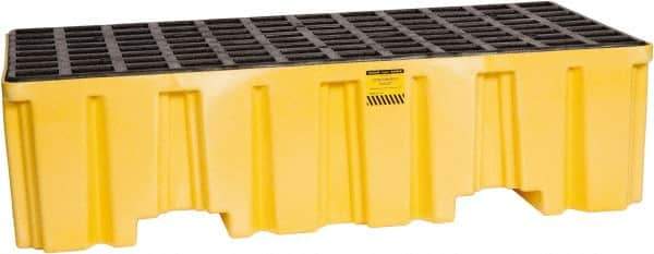 Eagle - 66 Gal Sump, 4,000 Lb Capacity, 2 Drum, Polyethylene Spill Deck or Pallet - 51" Long x 26-1/4" Wide x 13-3/4" High, Yellow, Liftable Fork, Vertical, 2 x 2 Drum Configuration - Eagle Tool & Supply