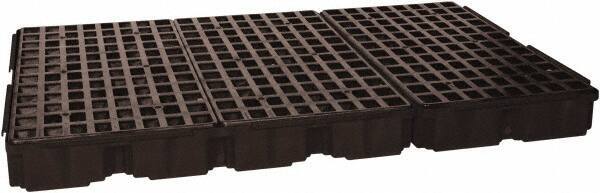 Eagle - 88 Gal Sump, 8,000 Lb Capacity, 6 Drum, Polyethylene Platform - 78.25" Long x 51-1/2" Wide x 6-1/2" High, Black, Drain Included, Low Profile, Vertical, 2 x 3 Drum Configuration - Eagle Tool & Supply