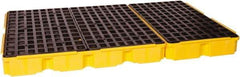 Eagle - 88 Gal Sump, 8,000 Lb Capacity, 6 Drum, Polyethylene Platform - 78.25" Long x 51-1/2" Wide x 6-1/2" High, Yellow, Drain Included, Low Profile, Vertical, 2 x 3 Drum Configuration - Eagle Tool & Supply