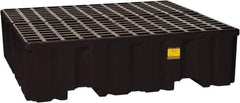 Eagle - 132 Gal Sump, 8,000 Lb Capacity, 4 Drum, Polyethylene Spill Deck or Pallet - 52-1/2" Long x 51-1/2" Wide x 13-3/4" High, Black, Liftable Fork, Drain Included, Vertical, 2 x 2 Drum Configuration - Eagle Tool & Supply