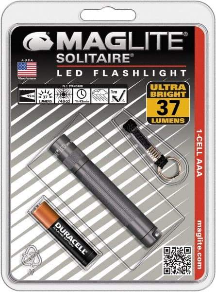 Mag-Lite - Clear LED Bulb, 47 Lumens, Mini Flashlight - Gray Aluminum Body, 1 AAA Alkaline Battery Included - Eagle Tool & Supply