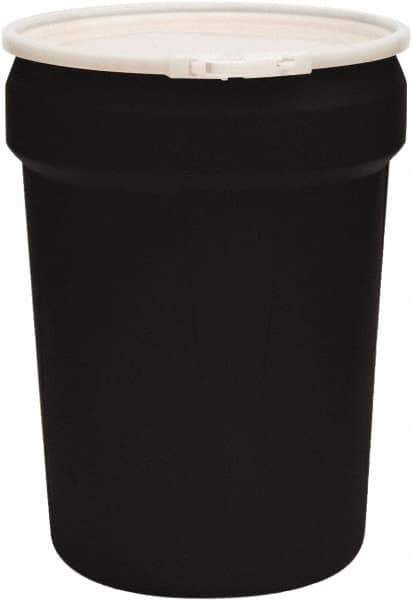 Eagle - 30 Gallon Black Tapered Cylinder Polyethylene Open Head Drum - 28-1/2" High x 21" Diam - Eagle Tool & Supply