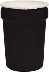 Eagle - 30 Gallon Black Tapered Cylinder Polyethylene Open Head Drum - 28-1/2" High x 21" Diam - Eagle Tool & Supply