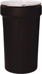 Eagle - 55 Gallon Black Tapered Cylinder Polyethylene Open Head Drum - 39-1/8" High x 23-3/4" Diam - Eagle Tool & Supply