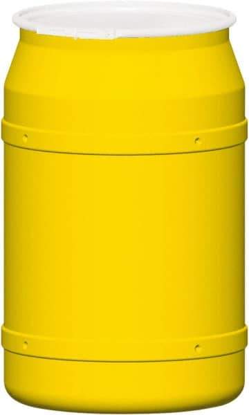 Eagle - 55 Gallon Yellow Cylindrical Polyethylene Open Head Drum - 36-3/8" High x 23" Diam - Eagle Tool & Supply