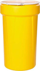 Eagle - 55 Gallon Yellow Tapered Cylinder Polyethylene Open Head Drum - 39-1/8" High x 23-3/4" Diam - Eagle Tool & Supply