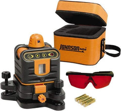 Johnson Level & Tool - 800' (Exterior) Measuring Range, 1/4" at 100' Accuracy, Manual-Leveling Rotary Laser - 150 to 300 RPM, 2 Beams, AA Battery Included - Eagle Tool & Supply