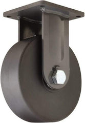 Hamilton - 12" Diam x 4" Wide x 15-1/2" OAH Top Plate Mount Rigid Caster - Nylon, 10,000 Lb Capacity, Precision Roller Ball Bearing, 8-1/2 x 8-1/2" Plate - Eagle Tool & Supply