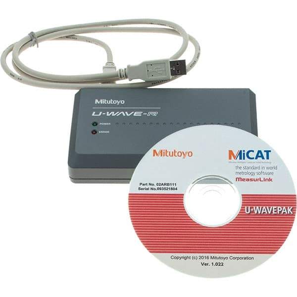 Mitutoyo - SPC U-Wave Receiver - Use with U-Wave Wireless System for SPC Data Transfer & Calipers - Eagle Tool & Supply