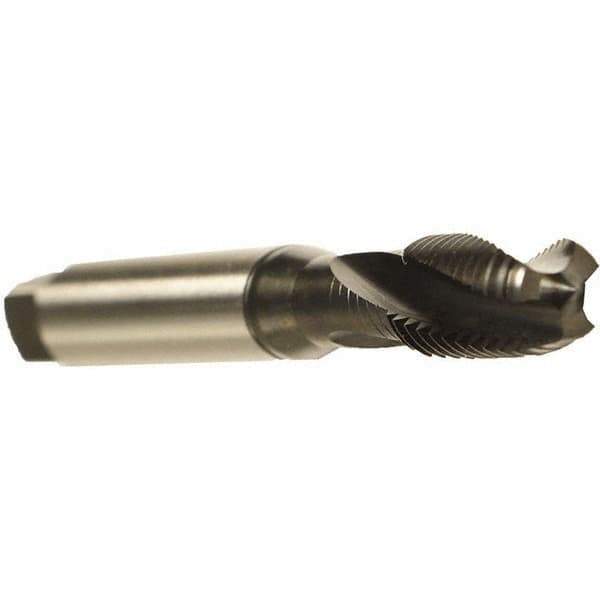 Emuge - M3.5x0.60 Metric 3 Flute 6HX Modified Bottoming Spiral Flute Tap - Cobalt, Oxide Finish, 56mm OAL, Right Hand Flute, Right Hand Thread, Series Rekord D - Eagle Tool & Supply