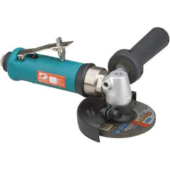 Dynabrade - 4" Wheel Diam, 13,500 RPM, Pneumatic Angle & Disc Grinder - 3/8-24 Spindle, 40 CFM, Rear Exhaust - Eagle Tool & Supply