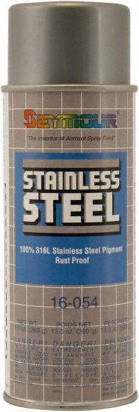 Seymour of Sycamore - Stainless Steel, 13 oz Net Fill, Satin, Metallic Spray Paint - 13 oz Container - Eagle Tool & Supply