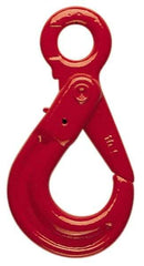 Pewag - 4,500 Lb Capacity, Chain Grade 80, Alloy Steel Eye Hook - 4-31/32" Reach, 23/64" Eye ID, 9/32" Chain Diam, Dacromet - Eagle Tool & Supply