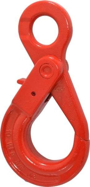 Pewag - 7,100 Lb Capacity, Chain Grade 80, Alloy Steel Eye Hook - 6-13/16" Reach, 1-3/8" Eye ID, 3/8" Chain Diam, Dacromet - Eagle Tool & Supply