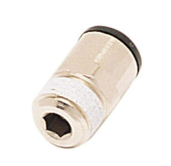 Legris - 1/2" Outside Diam, 1/4 BSPT, Nickel Plated Brass Push-to-Connect Tube Male Connector - 290 Max psi, Tube to Male BSPT Connection, Buna Nitrile O-Ring - Eagle Tool & Supply