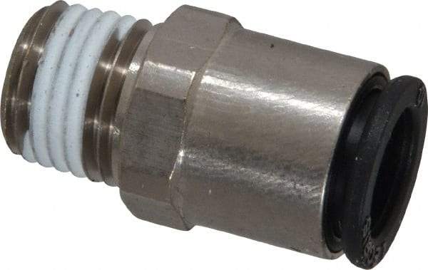 Legris - 10mm Outside Diam, 1/4 NPT, Nickel Plated Brass Push-to-Connect Tube Male Connector - 290 Max psi, Tube to Male NPT Connection, Buna Nitrile O-Ring - Eagle Tool & Supply