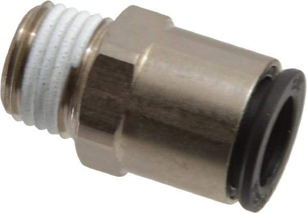 Legris - 3/8" Outside Diam, 1/4 BSPT, Nickel Plated Brass Push-to-Connect Tube Male Connector - 290 Max psi, Tube to Male BSPT Connection, Buna Nitrile O-Ring - Eagle Tool & Supply