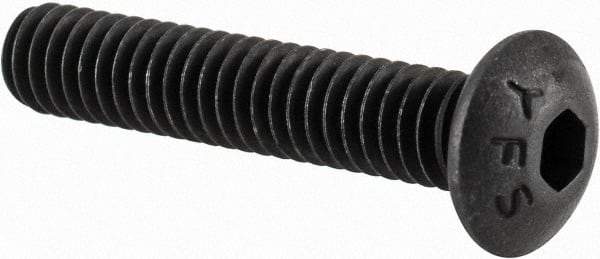 Value Collection - #8-32 UNC Hex Socket Drive, Button Screw - Alloy Steel, Black Oxide Finish, Fully Threaded, 7/8" Length Under Head - Eagle Tool & Supply