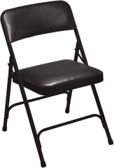 NPS - 18-3/4" Wide x 20-1/4" Deep x 29-1/2" High, Vinyl Folding Chair with Vinyl Padded Seat - Caviar Black - Eagle Tool & Supply