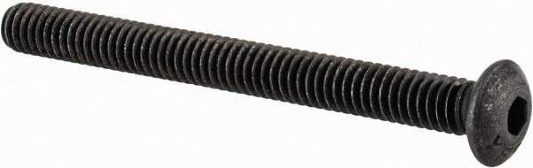 Value Collection - #8-32 UNC Hex Socket Drive, Button Screw - Alloy Steel, Black Oxide Finish, Fully Threaded, 1-3/4" Length Under Head - Eagle Tool & Supply