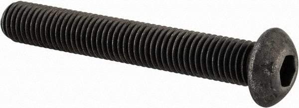 Value Collection - 1/4-28 UNF Hex Socket Drive, Button Screw - Alloy Steel, Black Oxide Finish, Fully Threaded, 1-3/4" Length Under Head - Eagle Tool & Supply
