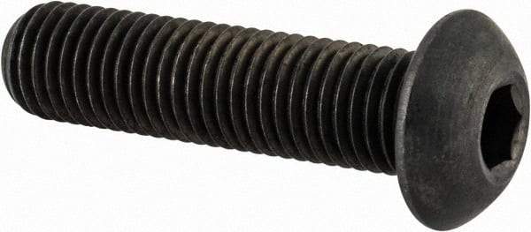 Value Collection - 5/16-24 UNF Hex Socket Drive, Button Screw - Alloy Steel, Black Oxide Finish, Fully Threaded, 1-1/4" Length Under Head - Eagle Tool & Supply