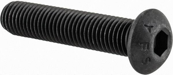 Value Collection - 5/16-24 UNF Hex Socket Drive, Button Screw - Alloy Steel, Black Oxide Finish, Fully Threaded, 1-1/2" Length Under Head - Eagle Tool & Supply