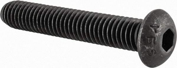 Value Collection - 3/8-16 UNC Hex Socket Drive, Button Screw - Alloy Steel, Black Oxide Finish, Fully Threaded, 2-1/4" Length Under Head - Eagle Tool & Supply