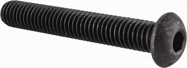 Value Collection - 3/8-16 UNC Hex Socket Drive, Button Screw - Alloy Steel, Black Oxide Finish, Fully Threaded, 2-1/2" Length Under Head - Eagle Tool & Supply