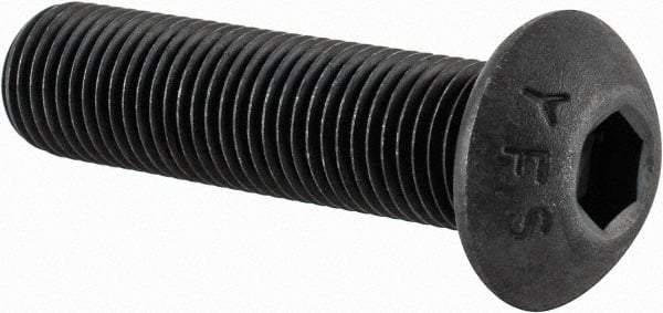 Value Collection - 3/8-24 UNF Hex Socket Drive, Button Screw - Alloy Steel, Black Oxide Finish, Fully Threaded, 1-1/2" Length Under Head - Eagle Tool & Supply