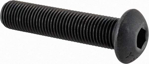 Value Collection - 3/8-24 UNF Hex Socket Drive, Button Screw - Alloy Steel, Black Oxide Finish, Fully Threaded, 1-3/4" Length Under Head - Eagle Tool & Supply