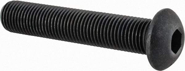 Value Collection - 3/8-24 UNF Hex Socket Drive, Button Screw - Alloy Steel, Black Oxide Finish, Fully Threaded, 2" Length Under Head - Eagle Tool & Supply