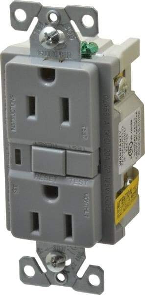 Cooper Wiring Devices - 1 Phase, 5-15R NEMA, 125 VAC, 15 Amp, Self Grounding, GFCI Receptacle - 2 Pole, Back and Side Wiring, Tamper Resistant, Specification Grade - Eagle Tool & Supply