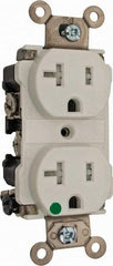 Cooper Wiring Devices - 125 VAC, 20 Amp, 5-20R NEMA Configuration, White, Hospital Grade, Self Grounding Duplex Receptacle - 1 Phase, 2 Poles, 3 Wire, Flush Mount, Chemical, Impact and Tamper Resistant - Eagle Tool & Supply