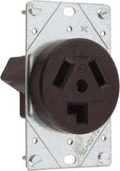 Cooper Wiring Devices - 125/250 VAC, 30 Amp, 10-30R NEMA Configuration, Brown, Specification Grade, Ungrounded Single Receptacle - 1 Phase, 3 Poles, 3 Wire, Flush Mount, Corrosion Resistant - Eagle Tool & Supply