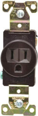 Cooper Wiring Devices - 125 VAC, 20 Amp, 5-20R NEMA Configuration, Brown, Industrial Grade, Self Grounding Single Receptacle - 1 Phase, 2 Poles, 3 Wire, Flush Mount, Chemical, Heat and Impact Resistant - Eagle Tool & Supply