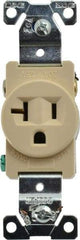 Cooper Wiring Devices - 125 VAC, 20 Amp, 5-20R NEMA Configuration, Ivory, Industrial Grade, Self Grounding Single Receptacle - 1 Phase, 2 Poles, 3 Wire, Flush Mount, Chemical, Heat and Impact Resistant - Eagle Tool & Supply