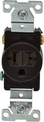 Cooper Wiring Devices - 250 VAC, 20 Amp, 6-20R NEMA Configuration, Brown, Industrial Grade, Self Grounding Single Receptacle - 1 Phase, 2 Poles, 3 Wire, Flush Mount, Chemical, Heat and Impact Resistant - Eagle Tool & Supply