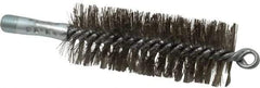 Schaefer Brush - 4-1/2" Brush Length, 1-3/4" Diam, Double Stem, Double Spiral Tube Brush - 7-1/4" Long, Stainless Steel, 1/4" NPSM Male Connection - Eagle Tool & Supply