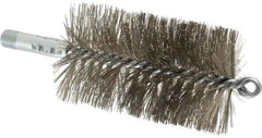 Schaefer Brush - 4-1/2" Brush Length, 2-3/4" Diam, Double Stem, Double Spiral Tube Brush - 7-1/4" Long, Stainless Steel, 1/4" NPSM Male Connection - Eagle Tool & Supply