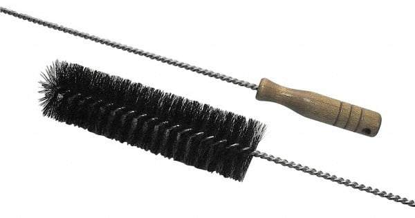 Schaefer Brush - 2-1/8" Diam, 7" Bristle Length, Boiler & Furnace Fiber Brush - Standard Wood Handle, 48" OAL - Eagle Tool & Supply